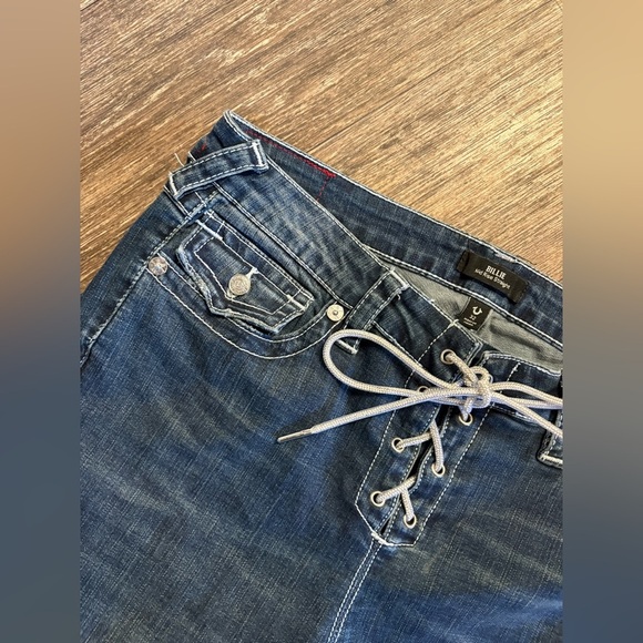 True Religion Billie Mid-Rise Lace-Up Jean 32 - Picture 7 of 12